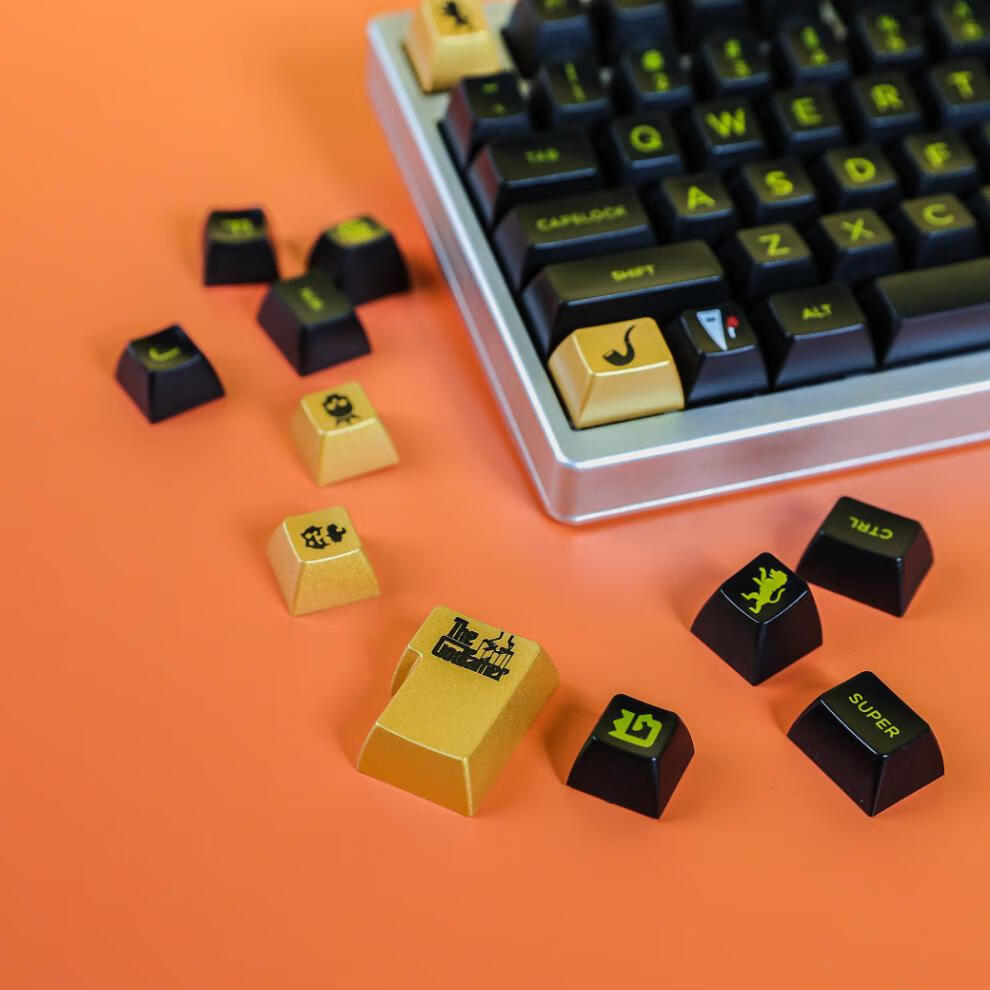 骏珀梵赫惠普(hp)同款黑帮教父黑金透光sa球帽机械键盘键帽骏珀梵赫骏