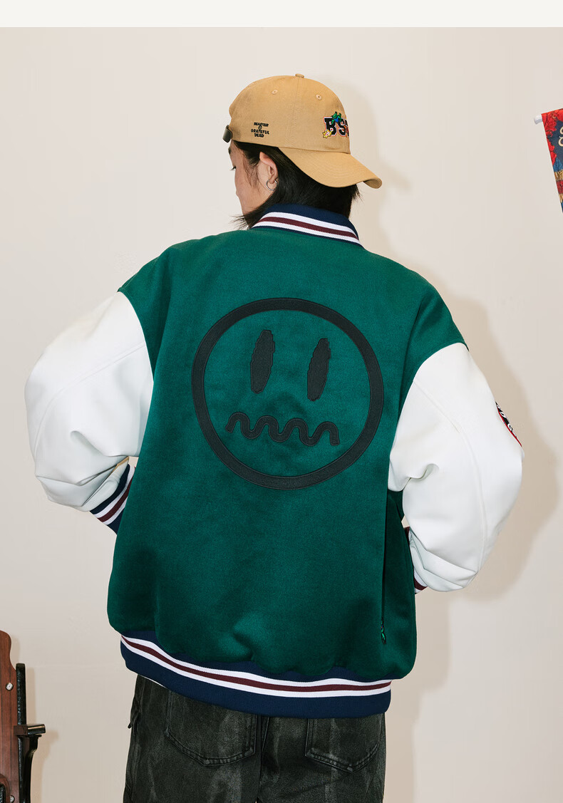 赤泽beastergratefuldead联名跳舞小熊撞色拼接夹克男潮牌复古百搭