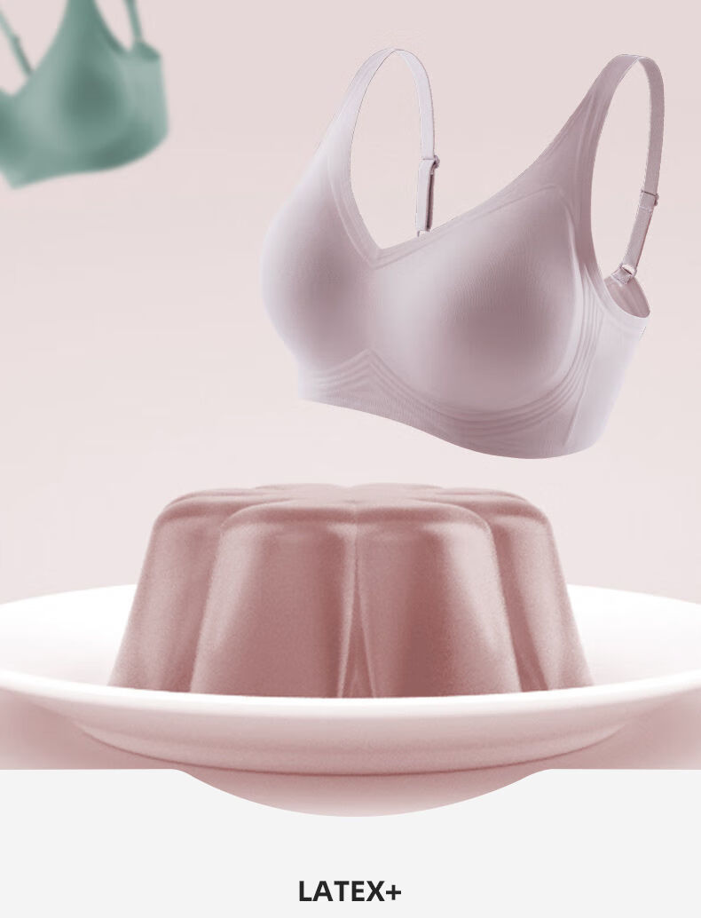 猫人内衣女果冻胶文胸无钢圈大胸聚拢美背一体运动胸罩收副乳珍珠云