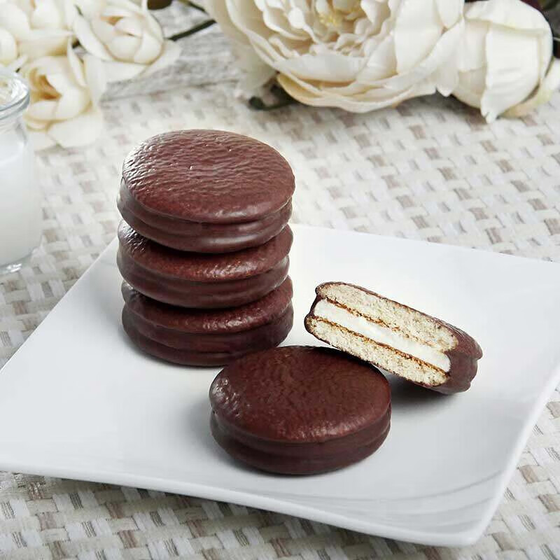 好丽友巧克力派蛋黄派巧克力味涂层蛋糕点心代餐早晚餐充饥小零食网红