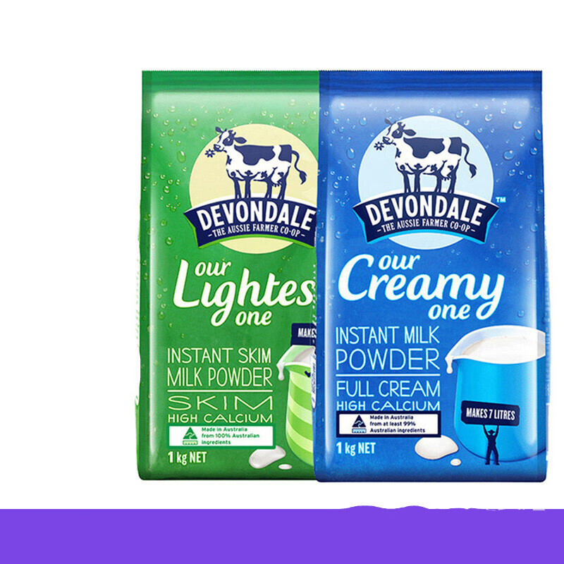 年货节澳洲进口德运全脂脱脂成人奶粉1kg袋学生孕妇早餐牛奶粉全脂1kg