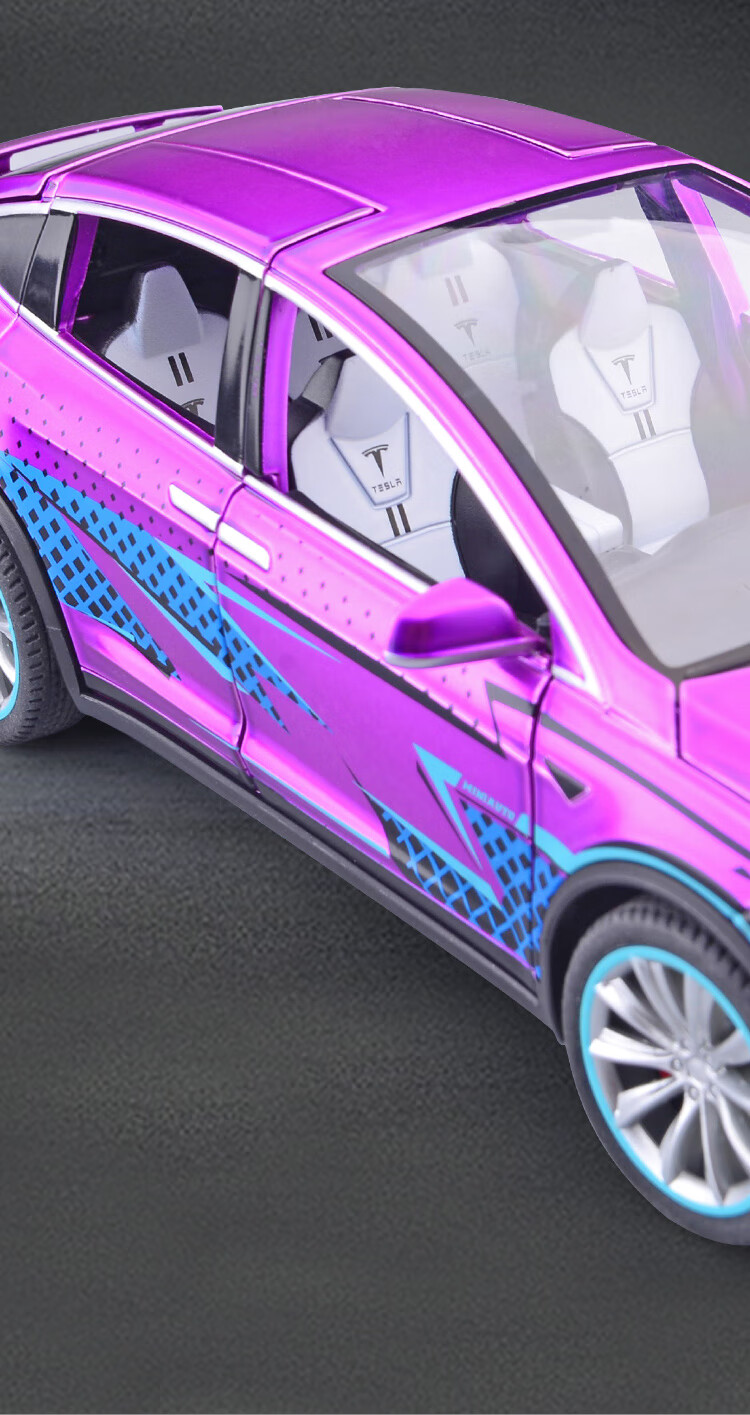 建元仿真车模跑车儿童玩具 仿真建元1:20特斯拉model x合金车模型声光