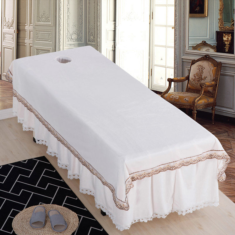 水晶美容院专用床单理疗推拿按摩养生美容床单带洞保暖四季通用豆沙色