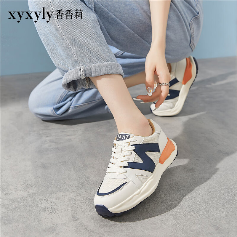 香香莉女鞋 2022秋季新款厚底拼色阿甘鞋舒适百搭休闲运动鞋01821