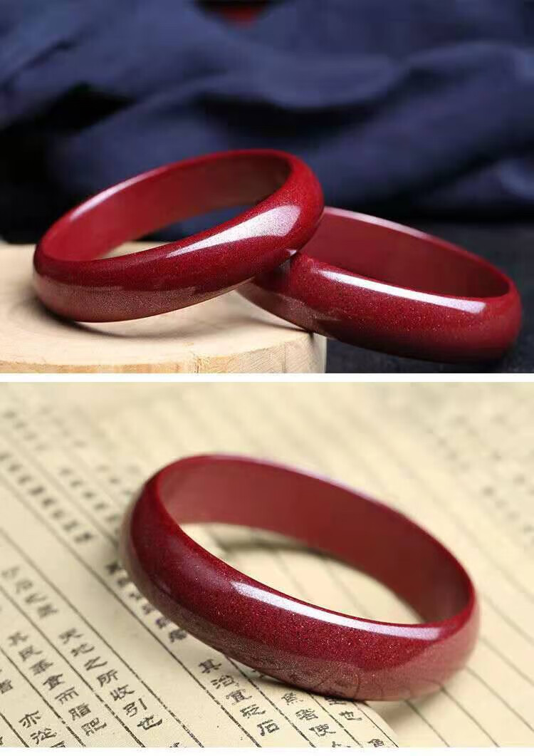 朱砂加宽手镯高含量紫金砂女士佩戴本命年时尚饰品 高含量紫金砂宽版