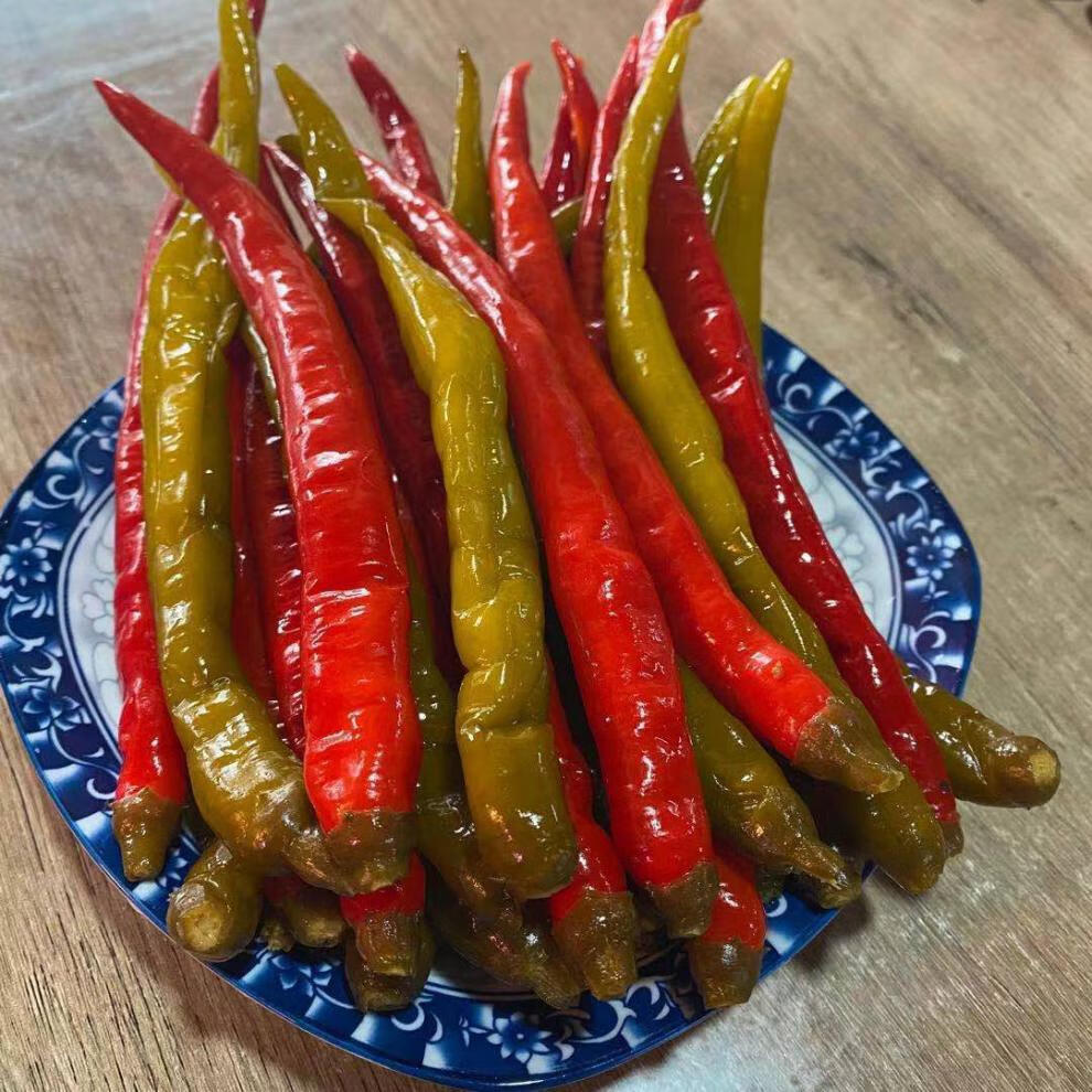 贵州土特产泡辣椒铜仁农家自制老坛腌制酸辣椒二荆条红青混合1000g2斤