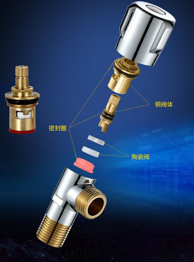 配件三角阀爆不锈钢进水软管加厚止水阀通用热水器开关全铜三角阀全铜