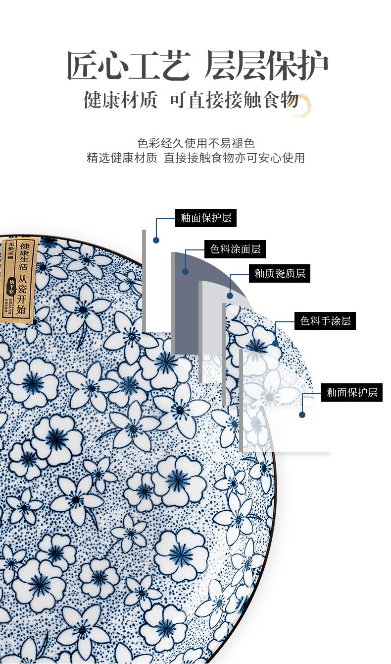 尚行知是 日式斗笠碗大容量陶瓷拉面碗汤碗牛肉面拌面泡面碗水果沙拉碗 8英寸斗笠碗4个【四色各一】