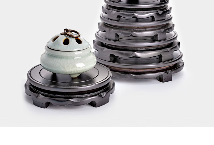 圆形实木奇石头花瓶工艺品摆件鱼缸花盆托架b款轴承转直径10cm高4cm