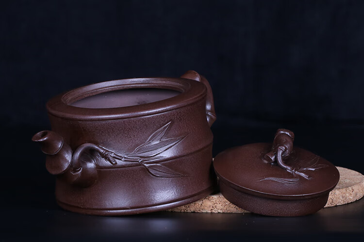 回流老紫砂壶厂大师名家周桂珍同款清水泥手工竹节竹段壶紫泥竹段