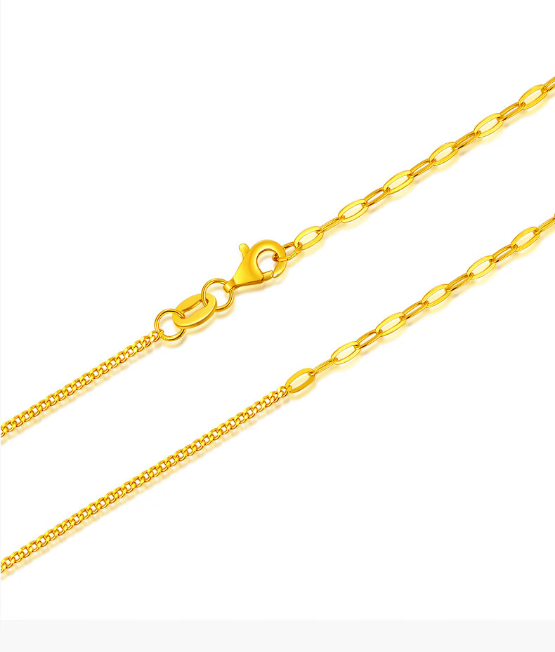 世纪缘珠宝 5g黄金ab项链 女款简约颈链百搭足金素链 送女友礼物 2.