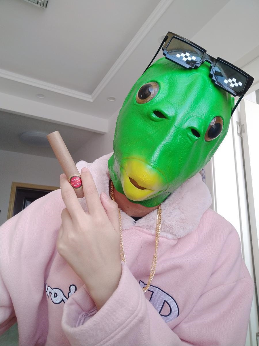 鱼头怪头套无味绿头怪鱼头怪的头套沙面具鱼头套便宜搞怪面具 怪鱼