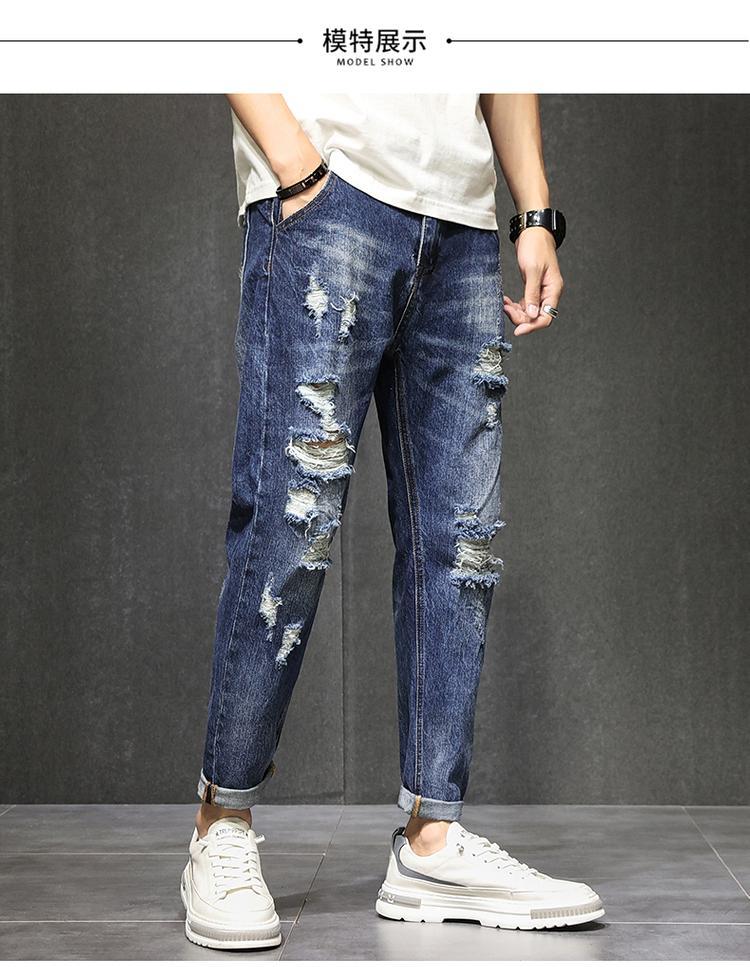 破洞休闲长裤子男痞帅韩版潮流早春百搭显高男士男生春款显瘦男式512