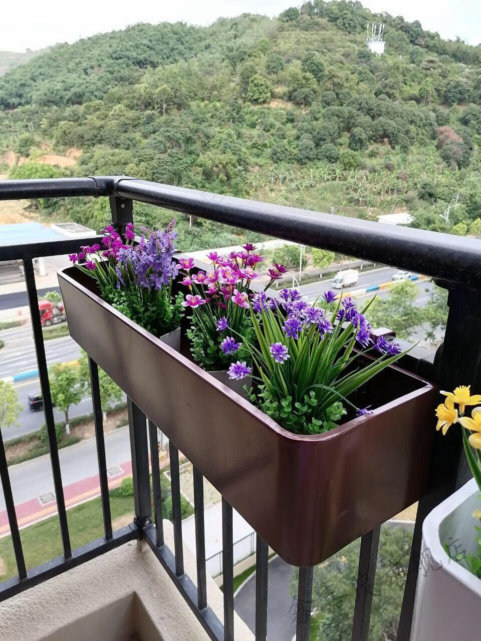 箱栏杆花架绿萝花盆简约悬挂壁挂室内防护栏多肉花架长50宽20高15黑色