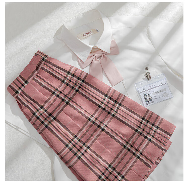 zonper中牌制服馆螳螂粉粉红格现货掉落经典老款jk制服学院风半身裙女