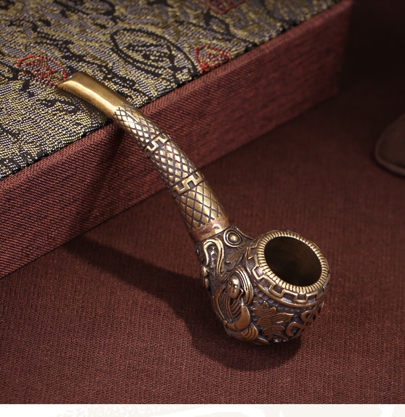 都田手工铜烟斗雕龙传统老式便携雕花旱烟袋锅子男礼物小号佛祖烟斗