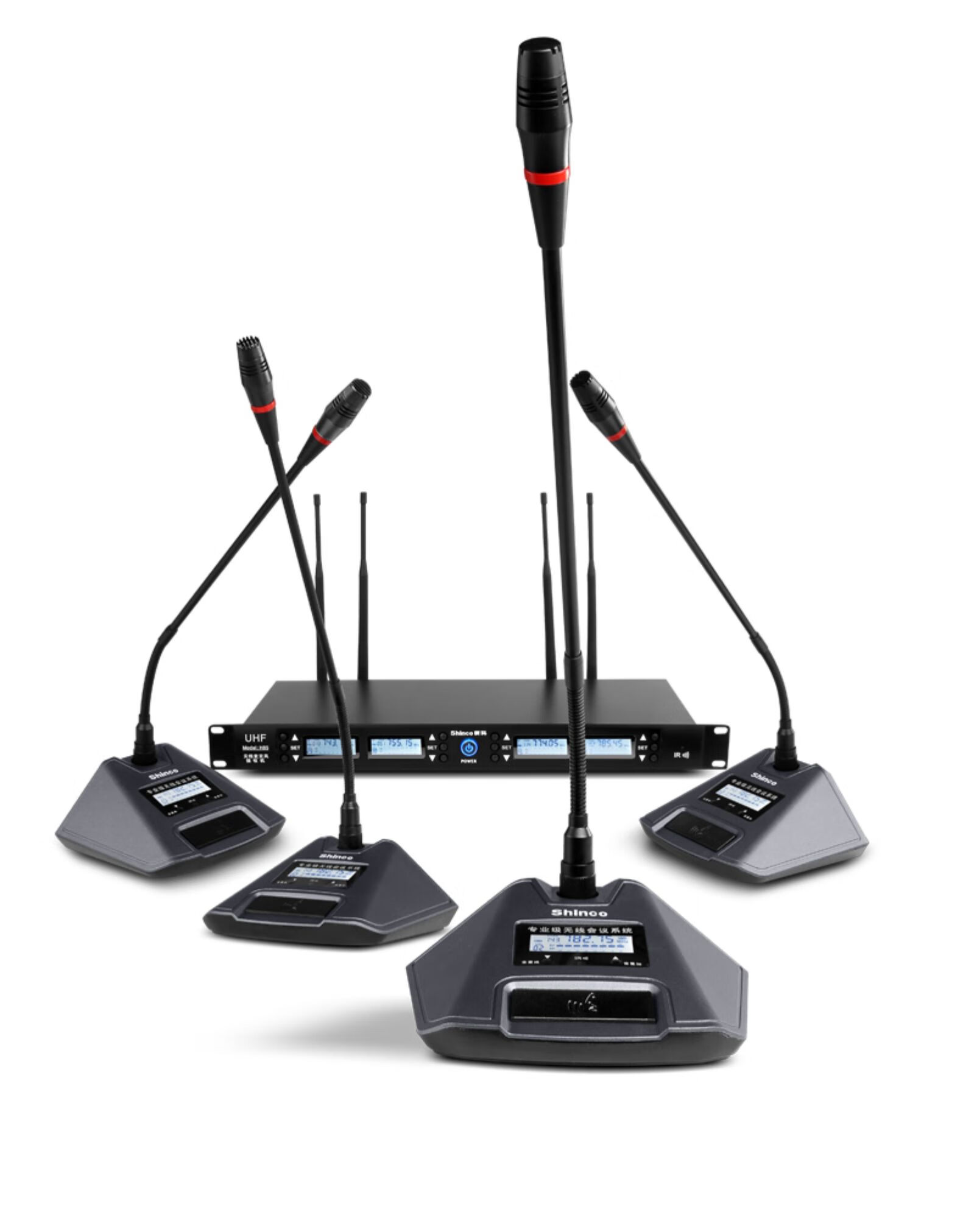 新科一拖四无线会议话筒家用唱歌手持鹅颈麦克风k歌家庭音箱ktv商用