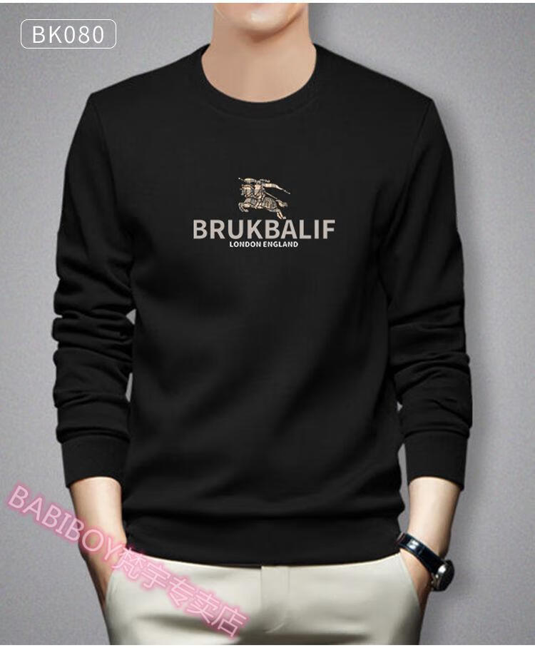 圆领套头长袖t恤上衣服潮长袖t恤打底衣服春秋装体恤圆领卫衣bk080黑m