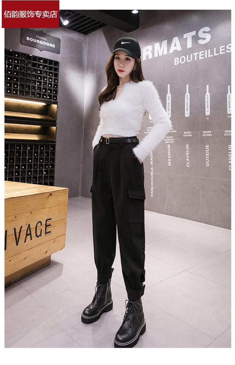 女士马丁l裤2021新款搭配马丁靴的裤子女秋冬季加绒加厚毛呢春冬高腰