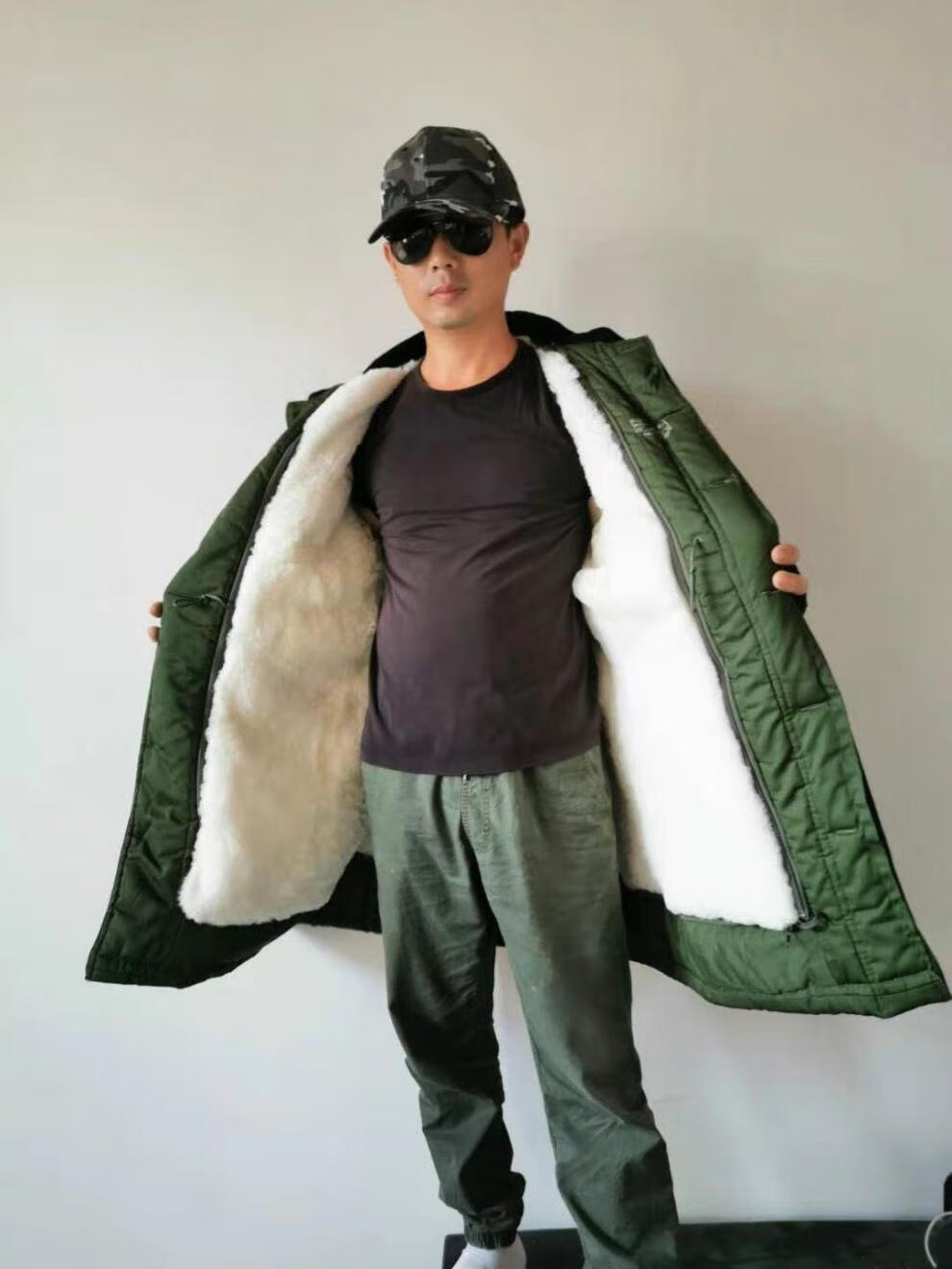 羊毛羊皮大衣中长款男真皮皮衣羊皮军棉大衣皮毛一体冬季东北老羊皮袄