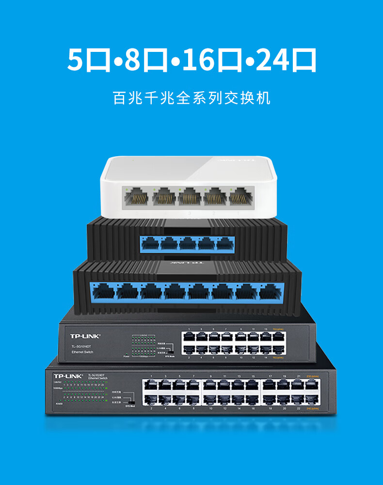 机千兆五八口百兆五口网络光纤交换器16口电话分流分线器宿舍家用醉米