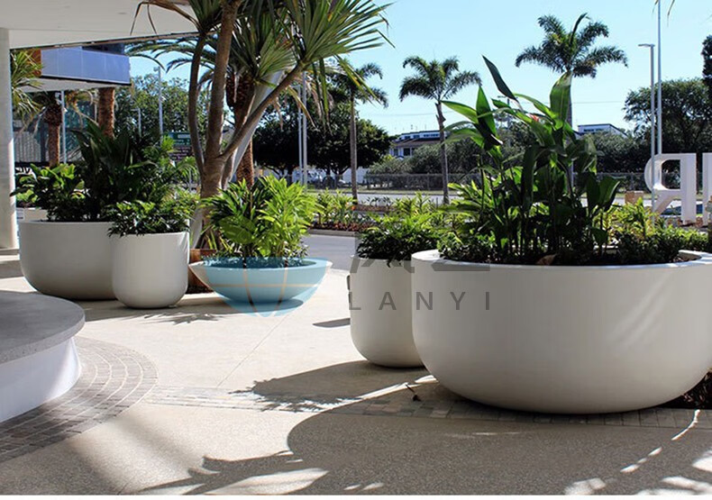 户外玻璃钢椭圆落地大花钵商场简约花盆组合园林景观公园小区支持定制