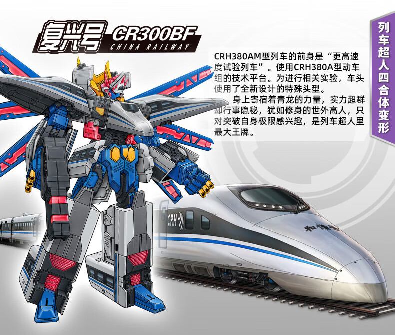 列车超人四合体和谐号火车高铁变形机器人三合一复兴号动车玩具男二大