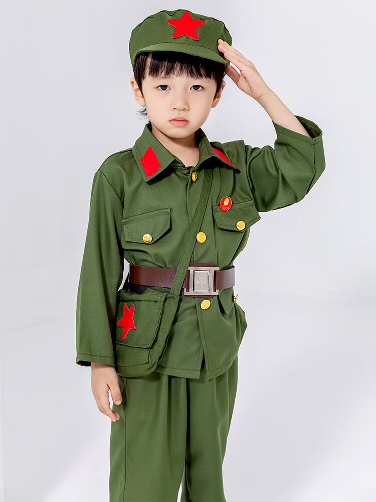 央紫新品小红军衣服儿童演出服儿童小红军宝宝五件套服装春秋长款单