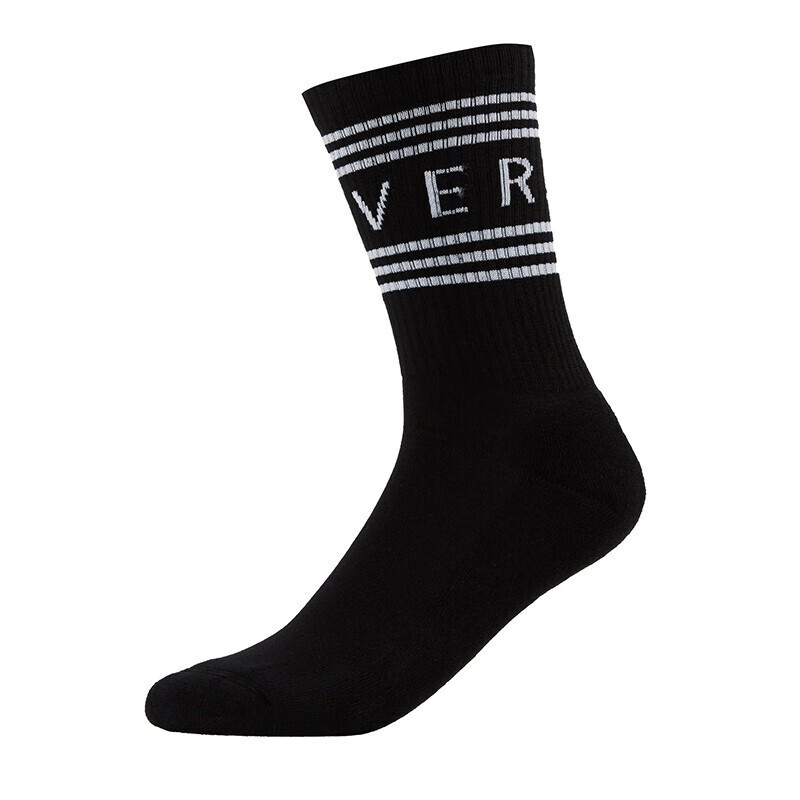 versace范思哲袜子男女同款新品棉质黑白logo标中筒袜白色icz0003ik