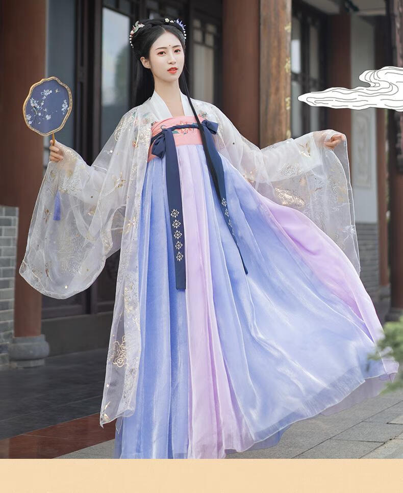 汉服女 中国风古装春夏仙气飘逸古风齐胸襦裙学生白菜全套 白色上襦