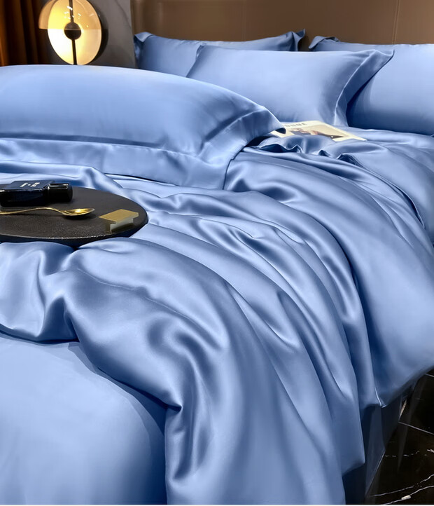 水星夏季冰丝四件套夏季120支兰精四件套丝滑凉感冰丝床单被套裸睡床