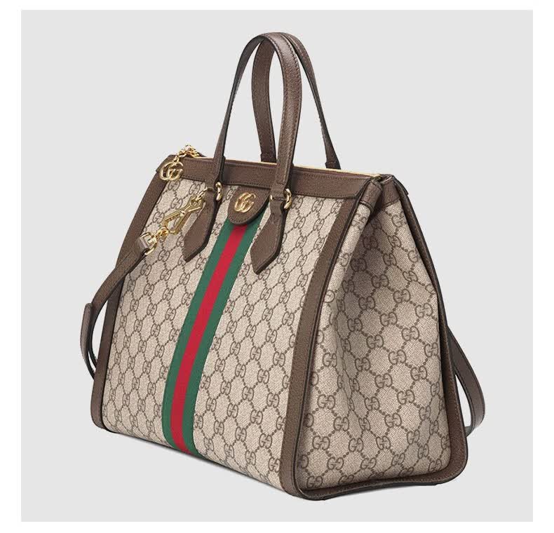 gucci古驰女包女士ophidia经典红绿纸袋手提包单肩斜挎包乌木色预售