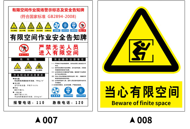 棉柔潔有限空間安全告知牌標識牌作業受限空間警示牌標誌職業病危害