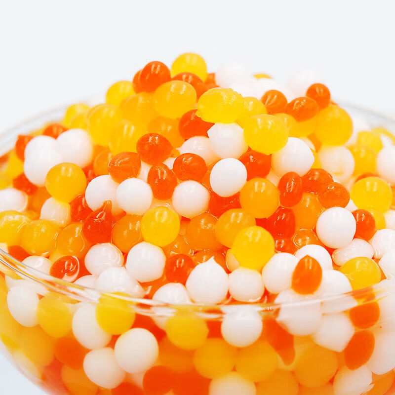 水晶果彩色椰果奶茶店专用椰果粒桶装珍珠布丁原料椰果肉 瓶装圆形