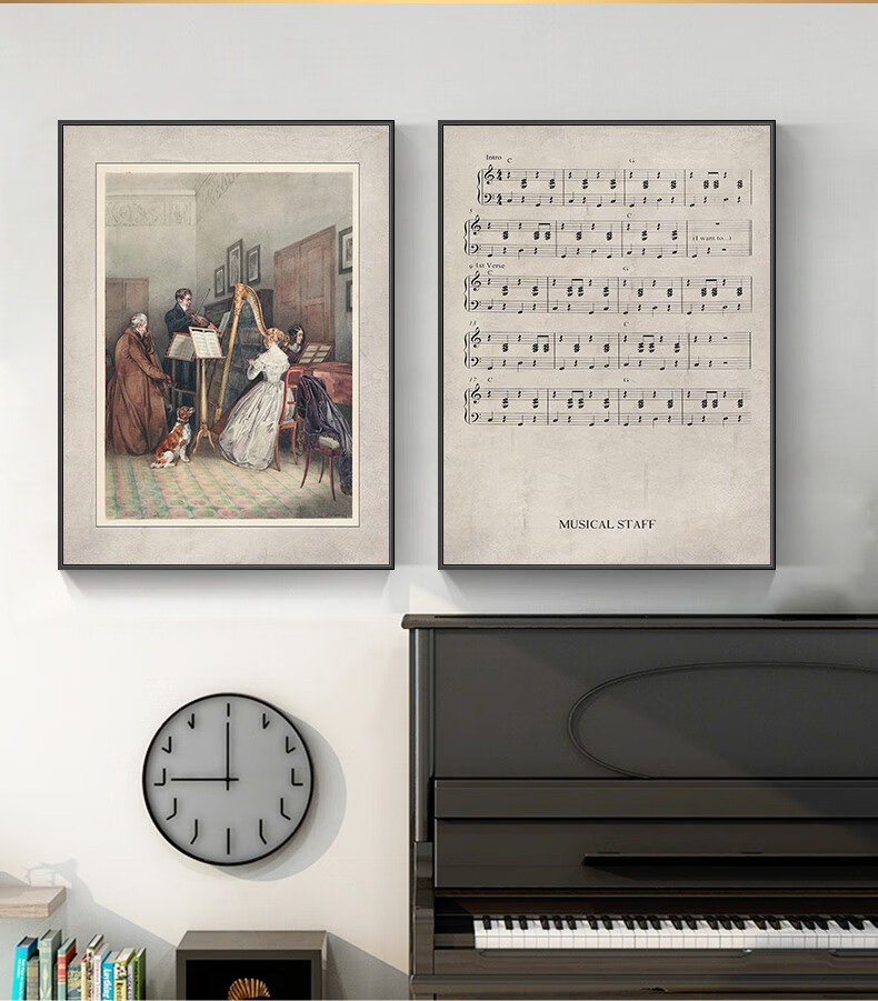 钢琴房装饰画肖邦的琴谱手稿装饰画怀旧文艺书房卧室挂画钢琴房音乐