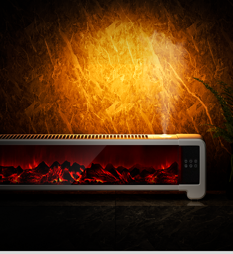 2022年新款欧式电暖壁炉海信取暖器石墨烯火焰踢脚线家用节能加湿大