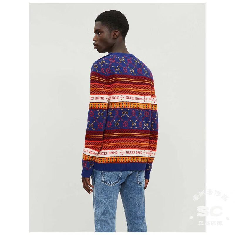 【女王节】【品质保证】gucci古驰毛衣男款 男士圆领长袖毛衣男士提花