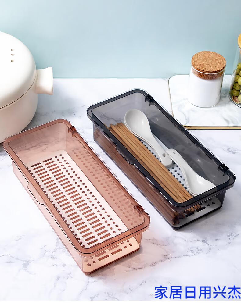 2022新款厨房筷子收纳盒家用带盖防尘沥水筷子筒餐具盒便携勺子整理