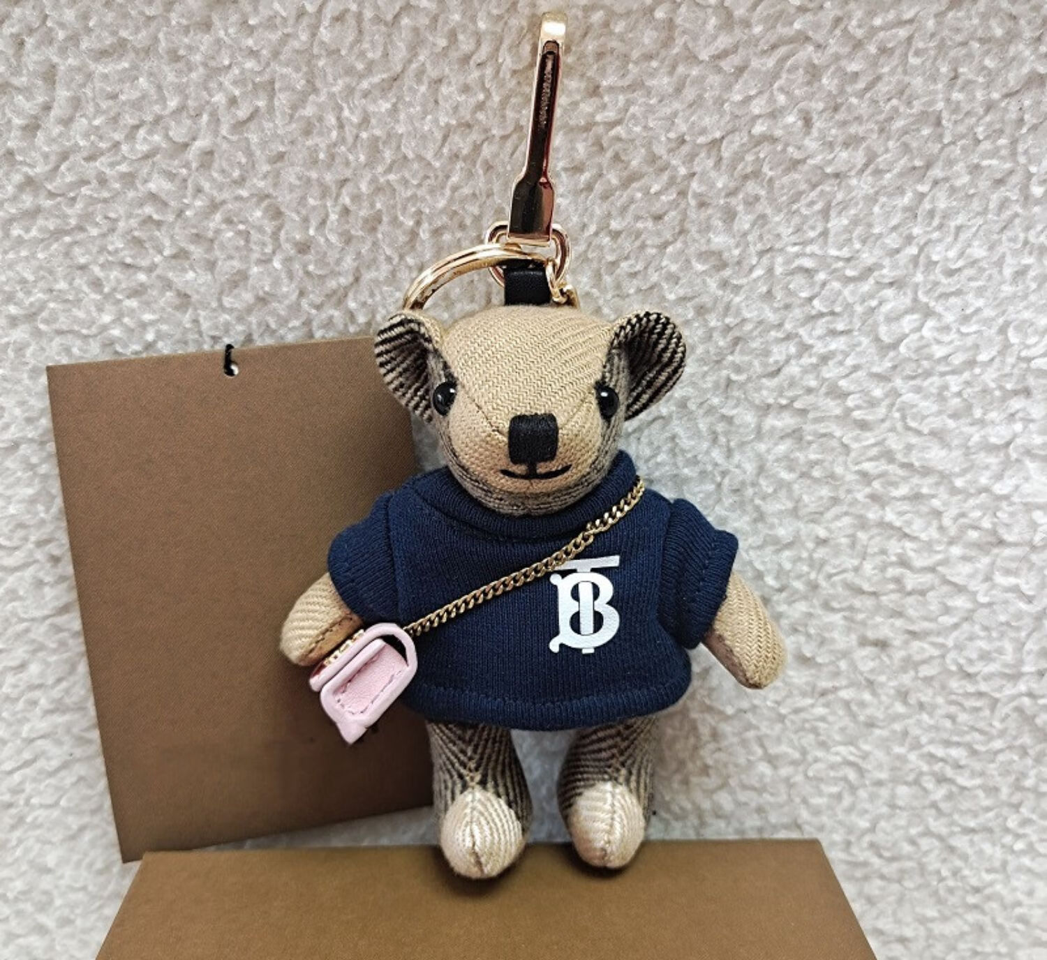 b熊挂件小熊公仔男女生礼佳品羊绒格子泰迪熊汽车钥匙扣挂件 驼色熊