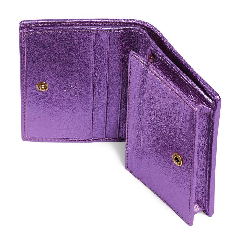 gucci古驰菱格纹拼色皮质小钱包ak礼物紫色默认1