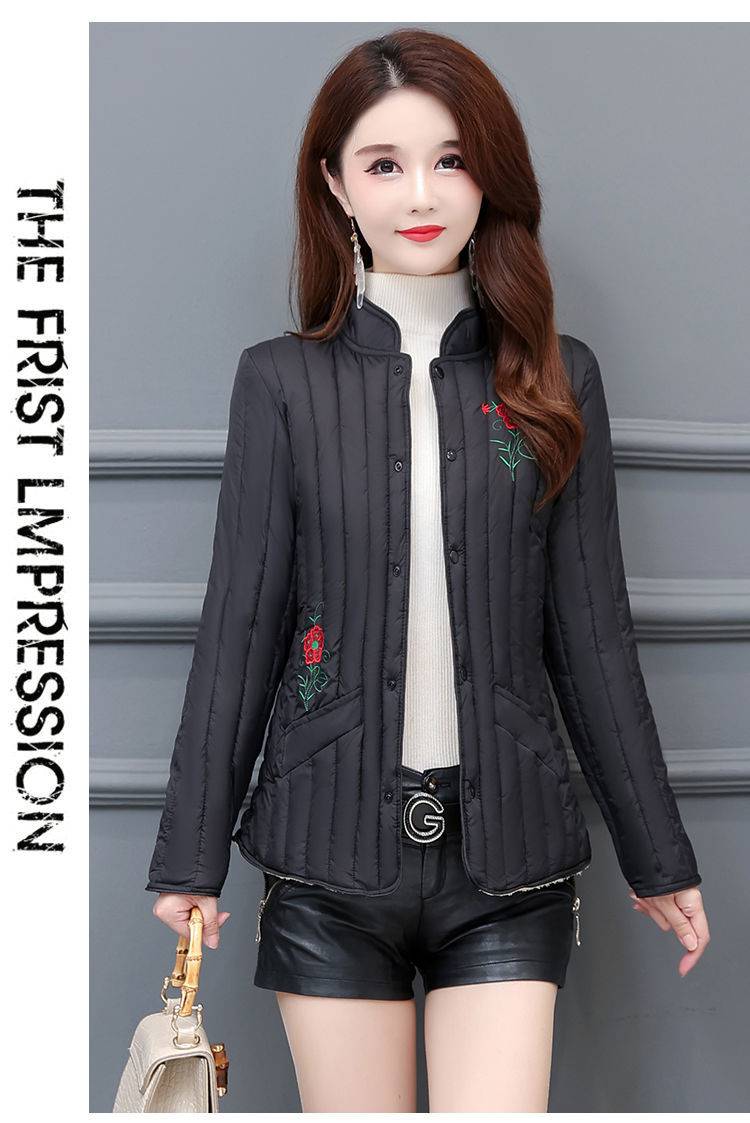 绒加厚棉衣女防寒秋冬新款洋气小棉袄大码绣花短款妈妈女士保暖防寒