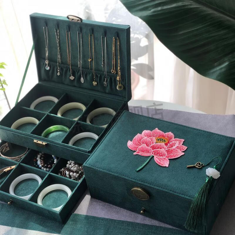 2022新款玉手镯收纳盒高端翡翠手镯盒首饰耳饰玉镯珠宝收纳项链展示箱
