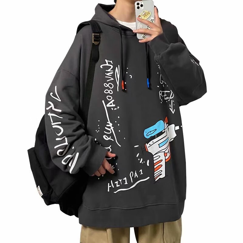 介迈(jiemai)超火ceclogo卫衣男中山潮ins港风宽松韩版潮流休闲连帽