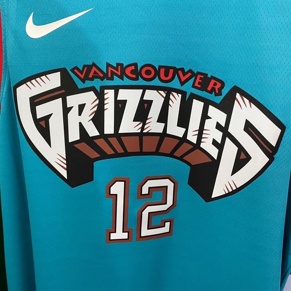 腾讯体育nba同款nba灰熊队莫兰特12号复古球衣篮球服套装印字数码印