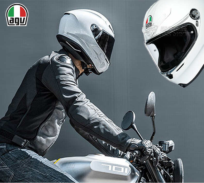 精选好货定制意大利agvk6头盔进口碳纤维摩托车防雾全盔男女亚洲版