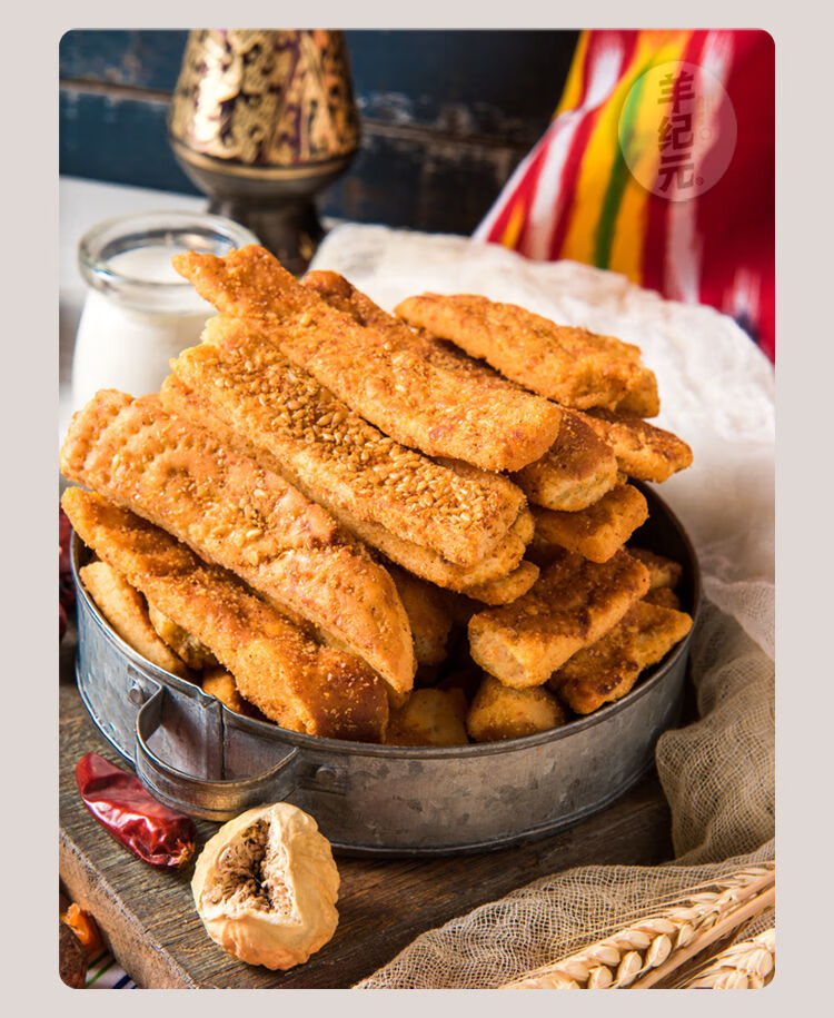 新疆油炸孜然馕爆炸烤馕锅巴馍片休闲零食特色小吃蒜香4包