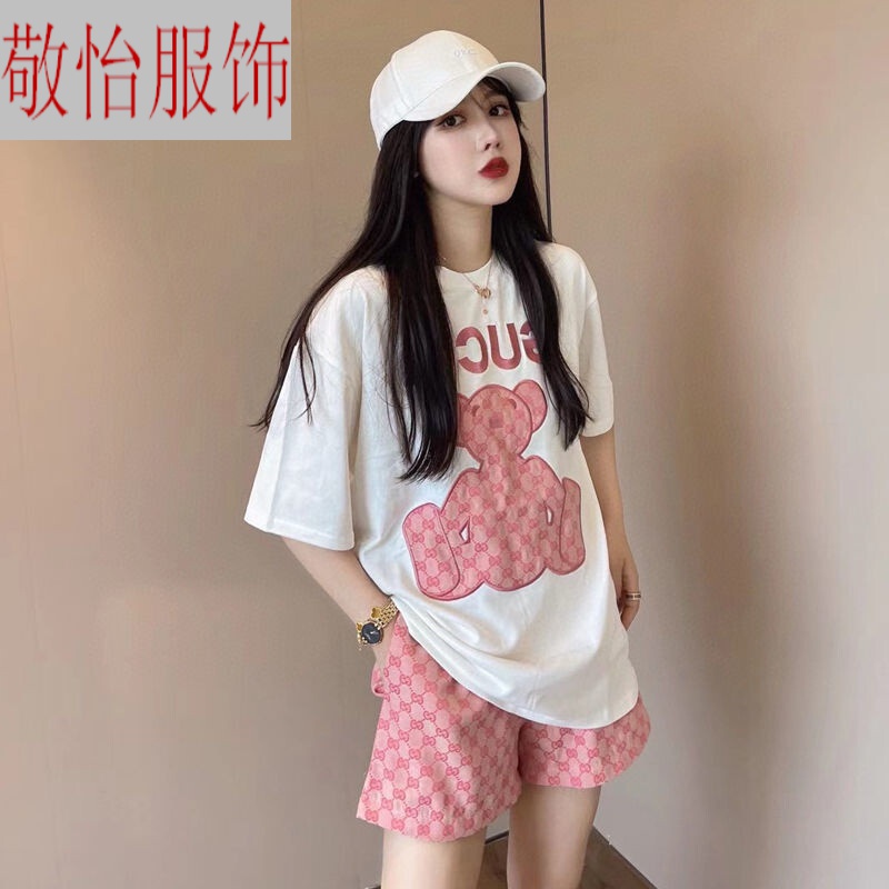 女装短衣短裤套装夏天单套装ins时尚阔腿裤套装女夏韩版松紧腰短裤