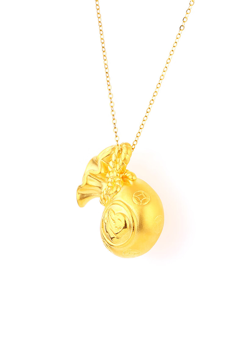 老凤凰黄金福袋吊坠男女款硬金项链挂坠金钱袋足金黄金首饰送爸妈生日