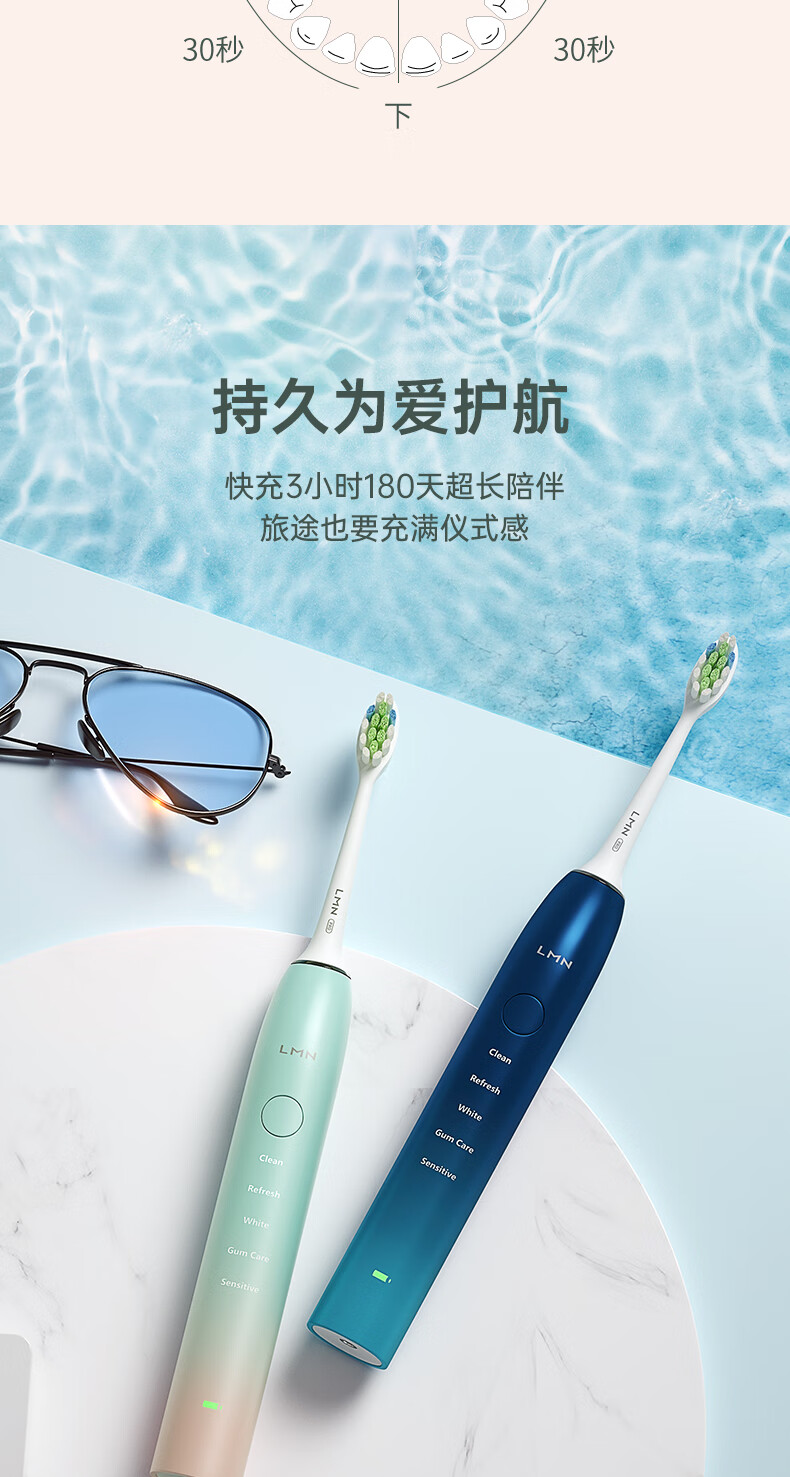 德国lmn电动牙刷情侣套装男女士声波牙刷全自动充电式软毛刷宓蝶情侣