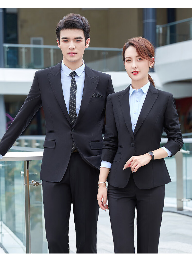 面试正装男高端薄款西装套装房产中介工作服4s店教师夏季职业装 男